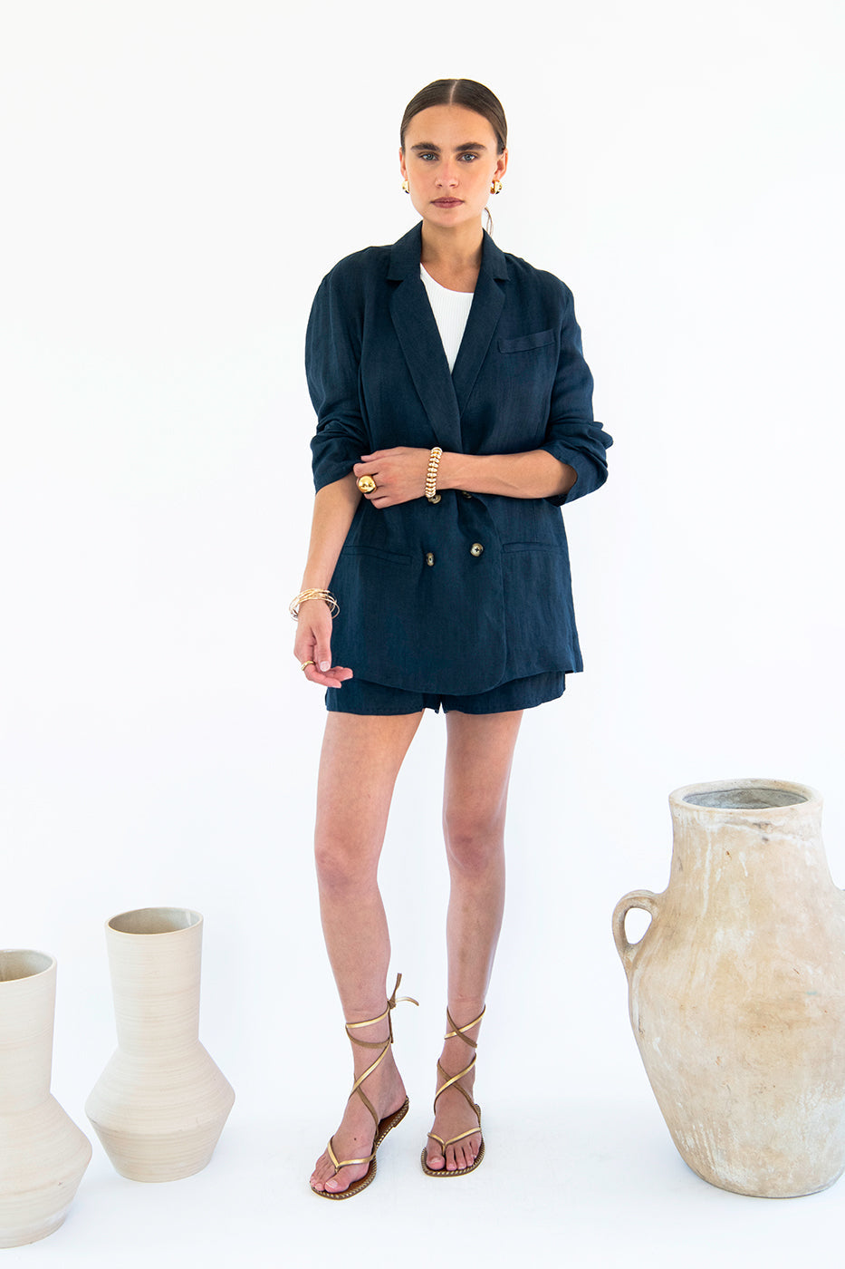 Jane Double Breasted Jacket - Linen-Neu Nomads
