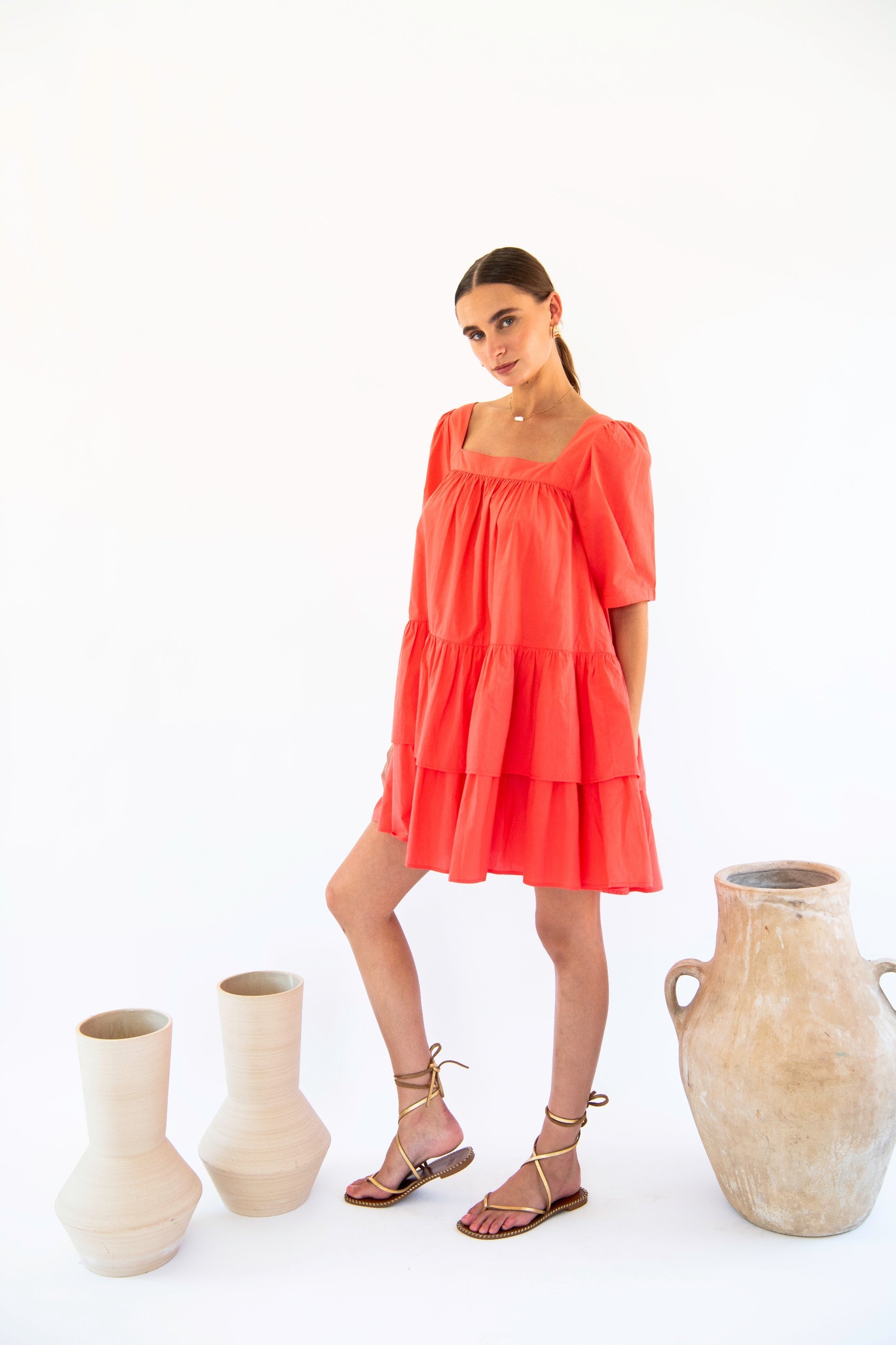 Mini Square Neck Dress - Cotton Poplin-Neu Nomads