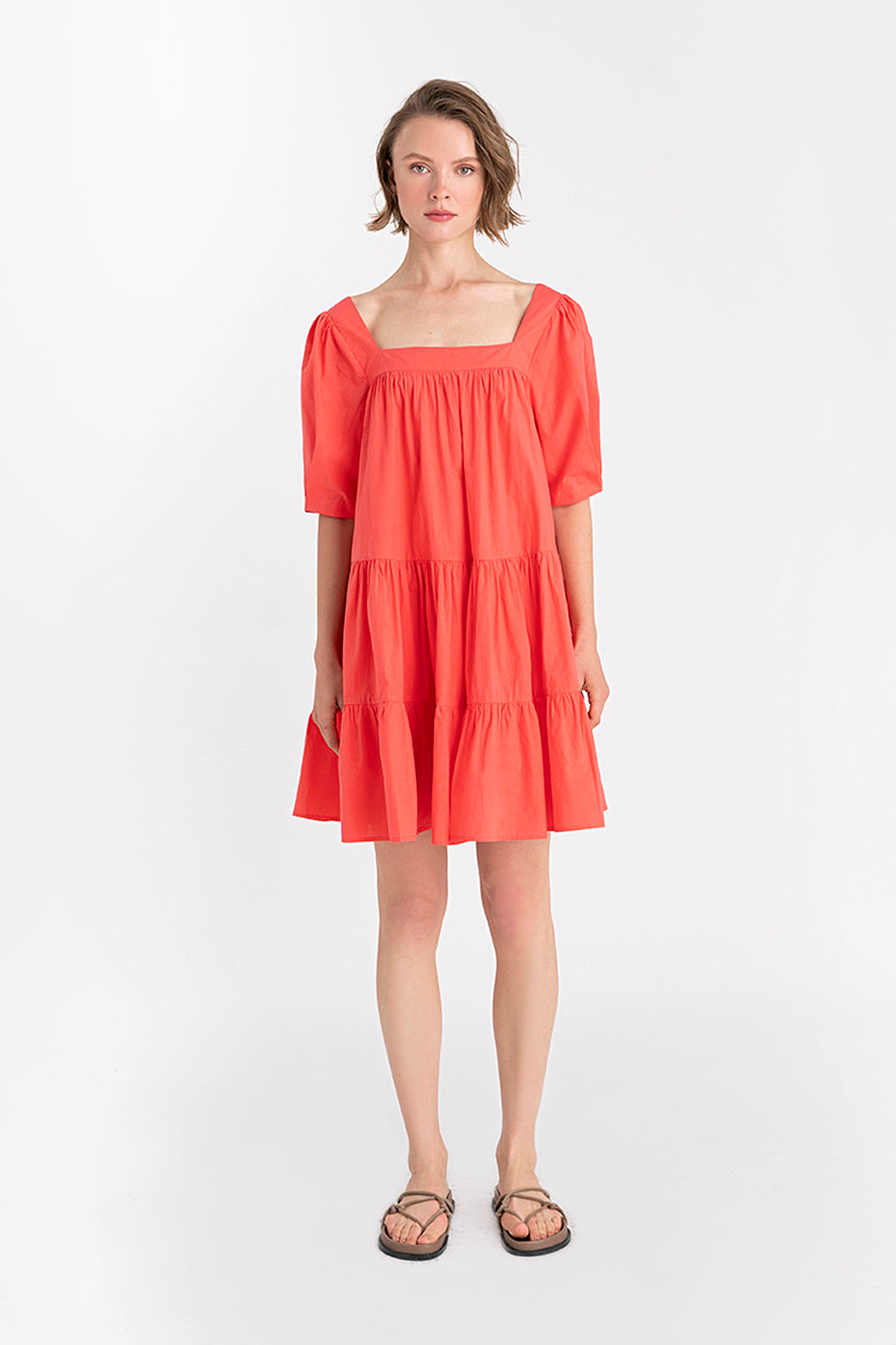 Mini Square Neck Dress - Cotton Poplin-Neu Nomads