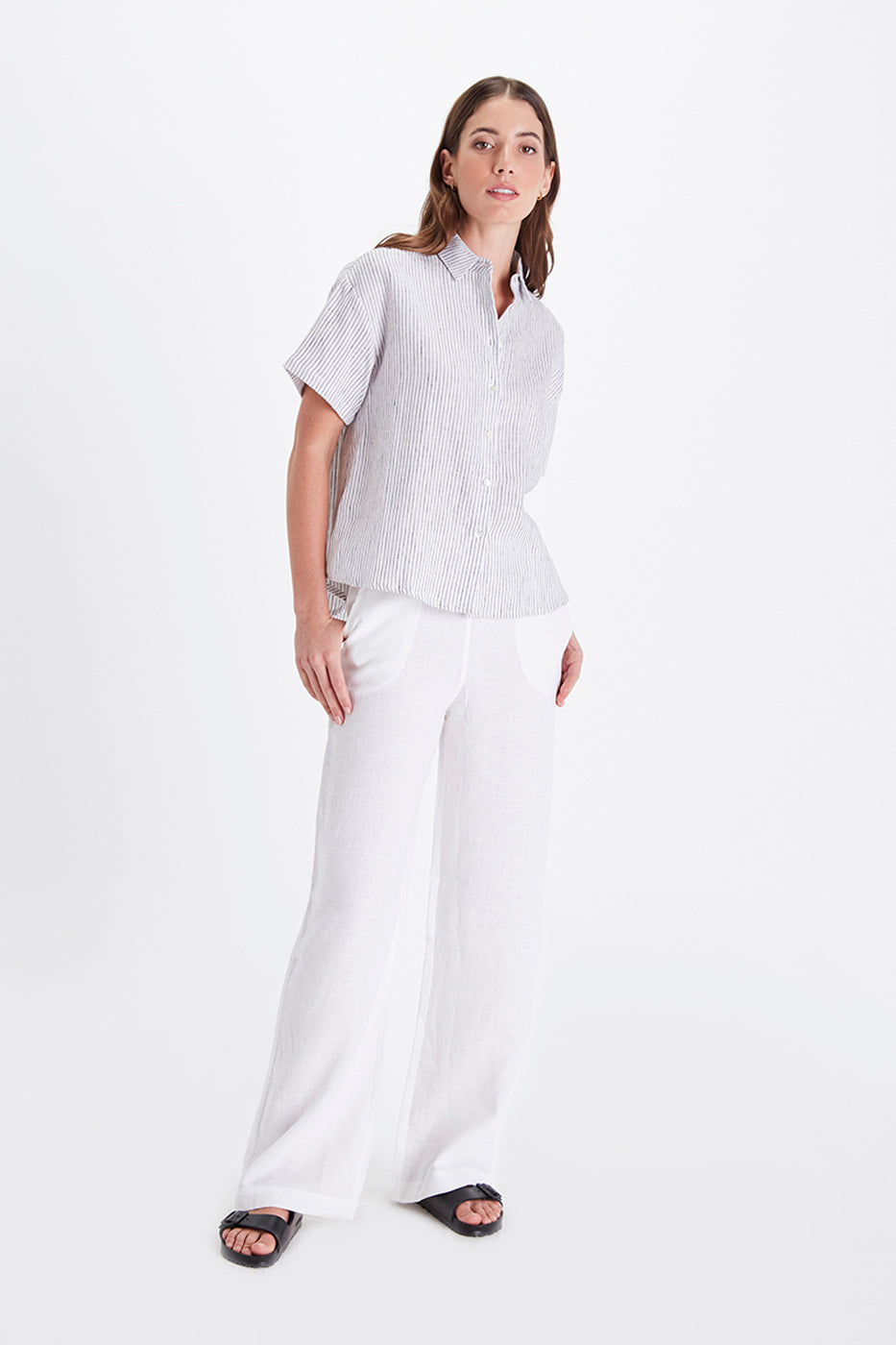 Eileen Shirt - Stripe Linen-Neu Nomads