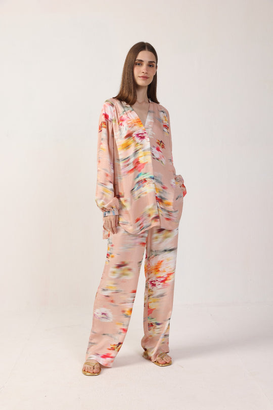 Carina Palazzo Pants - Flower Blur