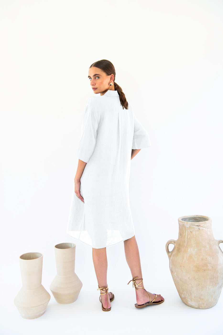 white linen shirt dress Frank & Eileen Mary White, Italian Classic Linen White XL