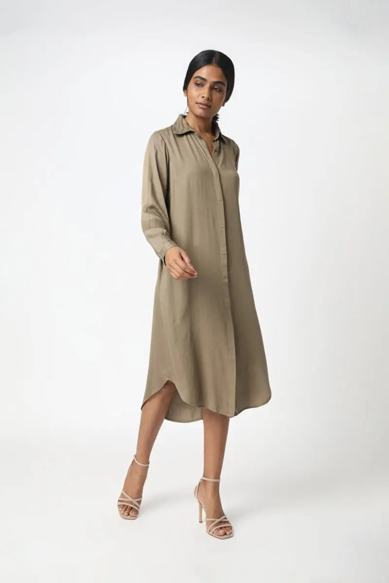 Shops Neu Nomads NWT Button Down Shirt Dress Long Sleeve Olive