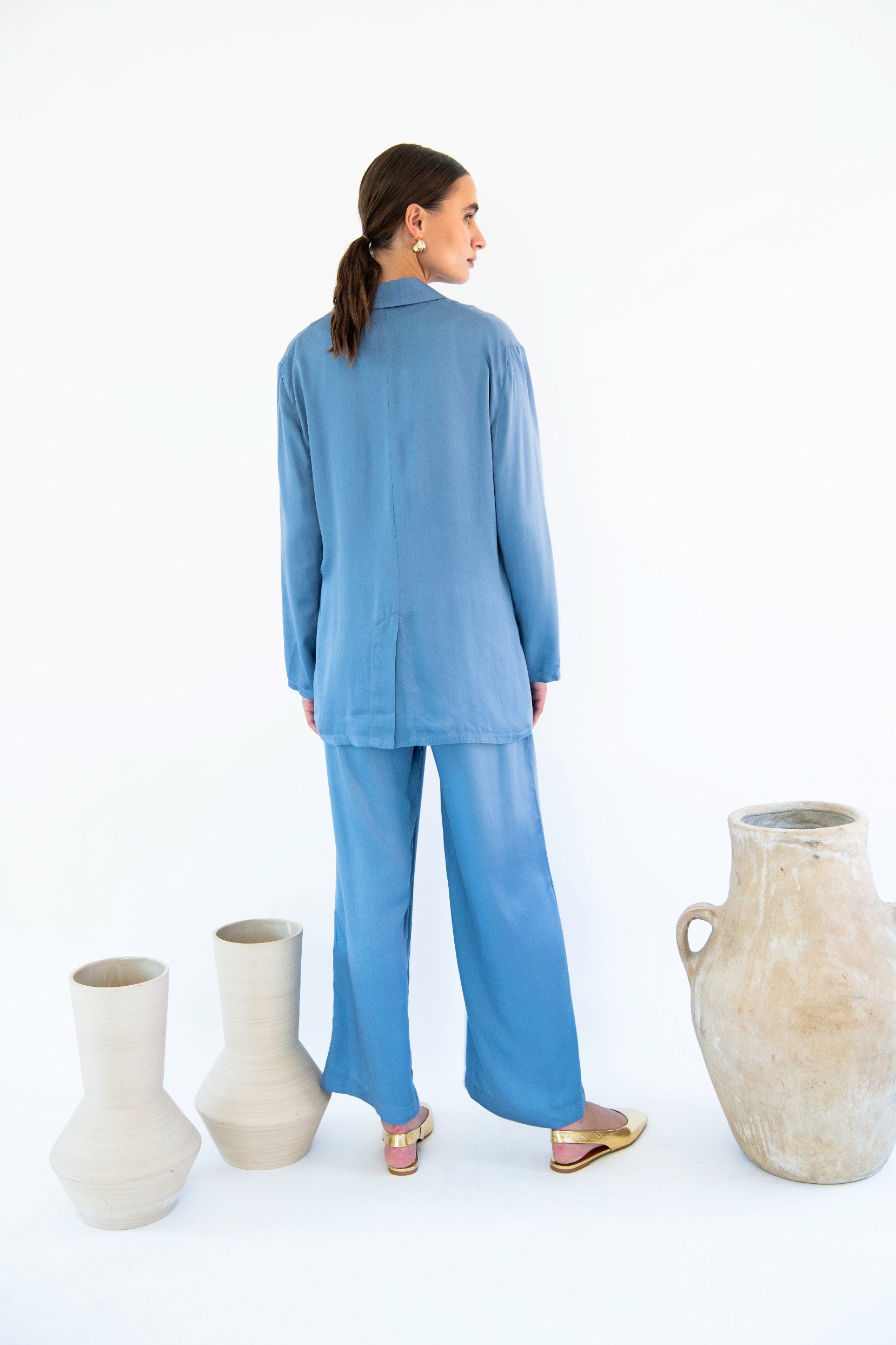 Jane Double Breasted Jacket - Satin Tencel-Neu Nomads