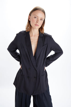 Jane Double Breasted Jacket - Satin Tencel-Neu Nomads