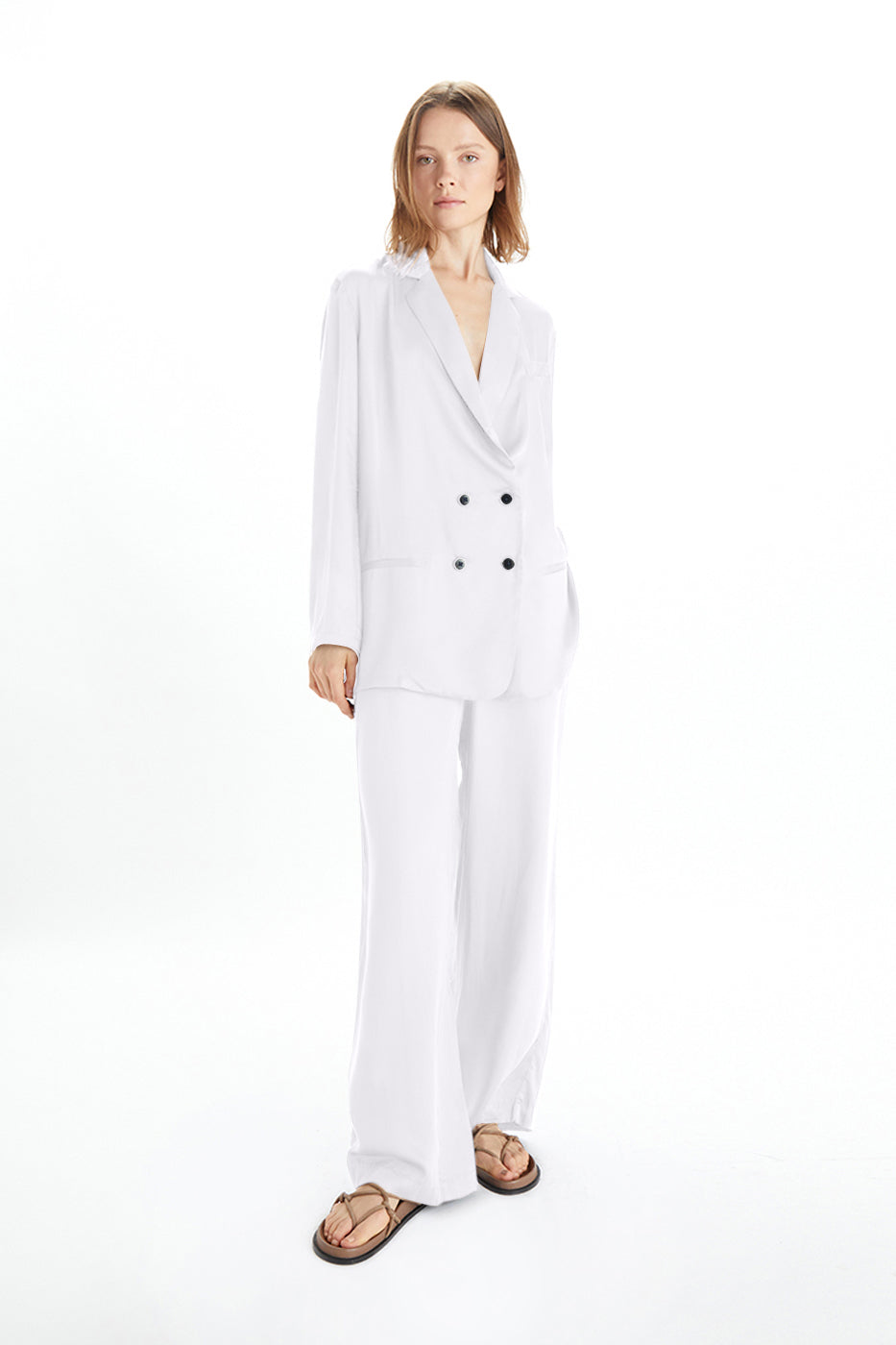 Jane Double Breasted Jacket - Satin Tencel-Neu Nomads