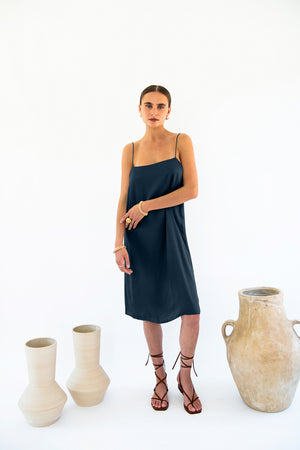 Julianne Boxy Slip Dress - Satin Tencel