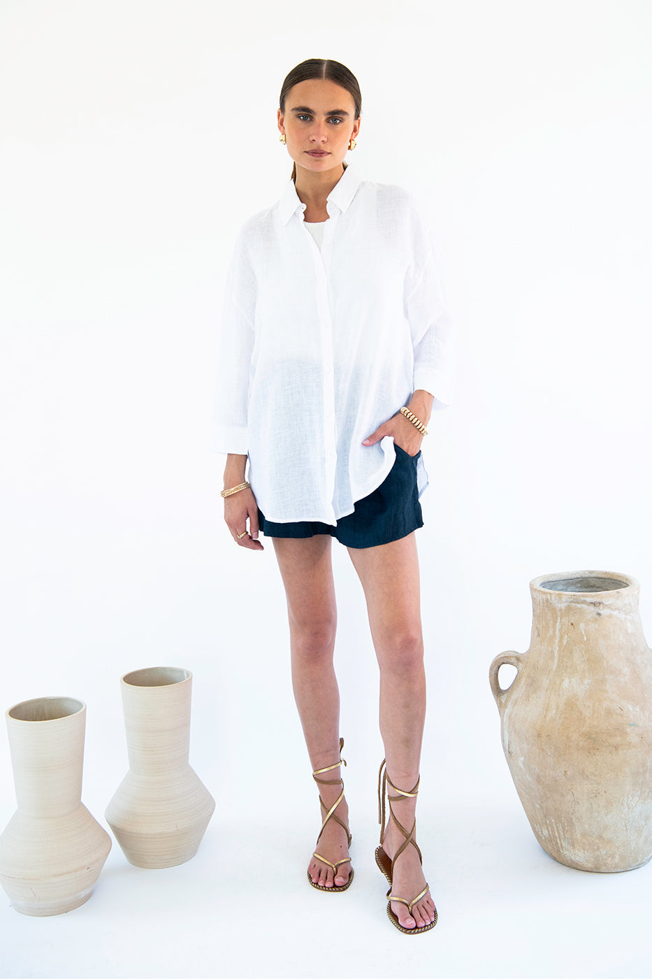 Livia Boyfriend Shirt - Linen-Neu Nomads