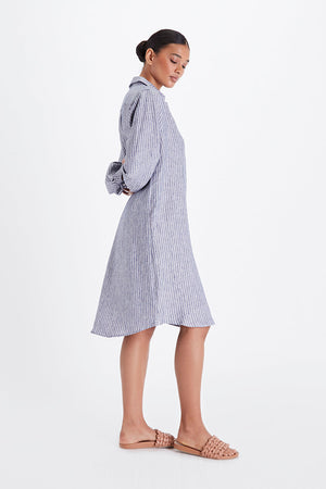 Petra Shirt Dress - Striped Linen-Neu Nomads