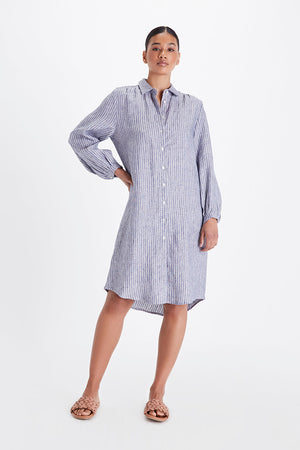 Petra Shirt Dress - Striped Linen-Neu Nomads
