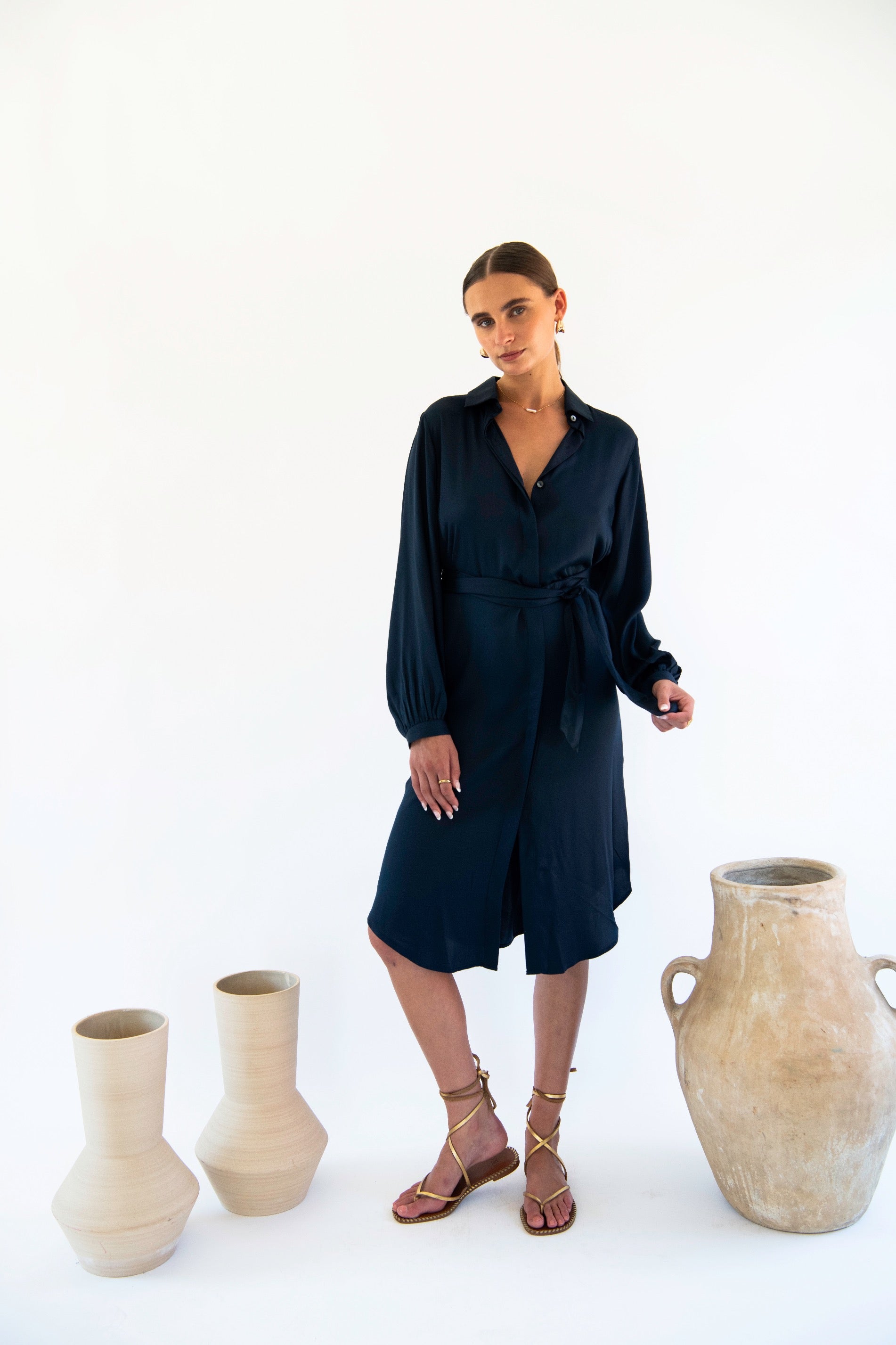 navy satin shirt dress Navy Satin Shirt Dress | WHISTLES