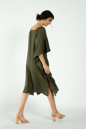 Vneck Formentera Kaftan - Olive-Neu Nomads