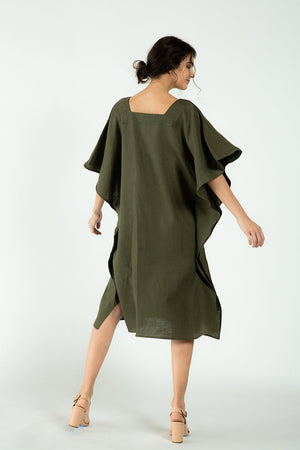 Vneck Formentera Kaftan - Olive-Neu Nomads