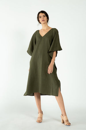 Vneck Formentera Kaftan - Olive-Neu Nomads