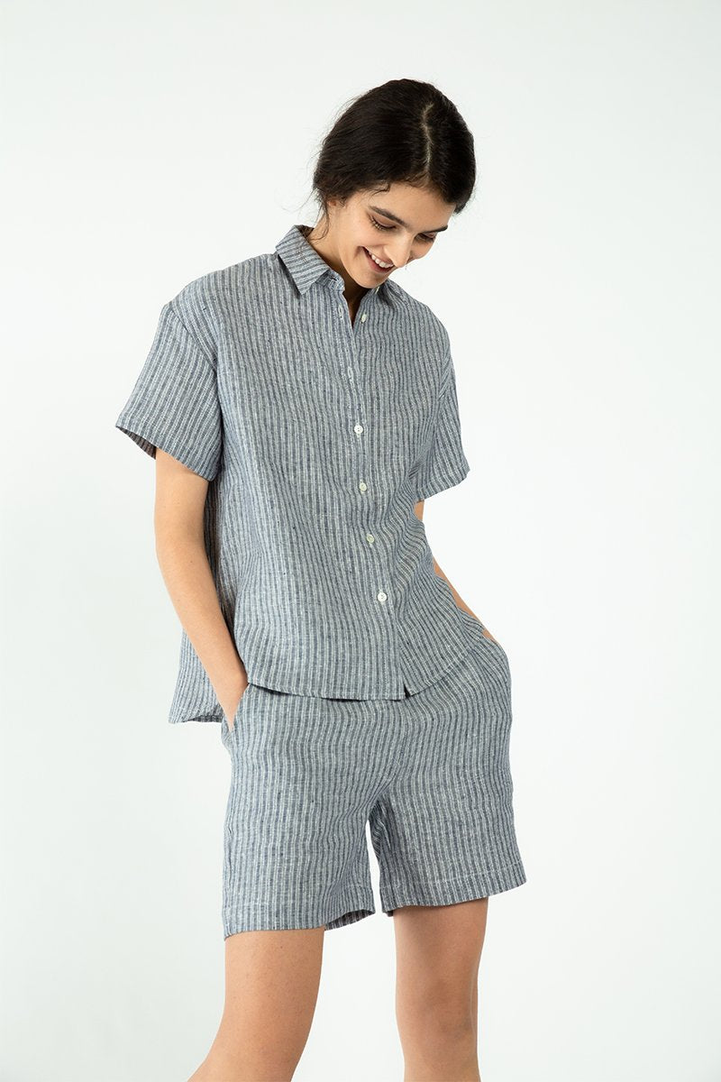 Eileen Shirt - Stripe Linen-Neu Nomads