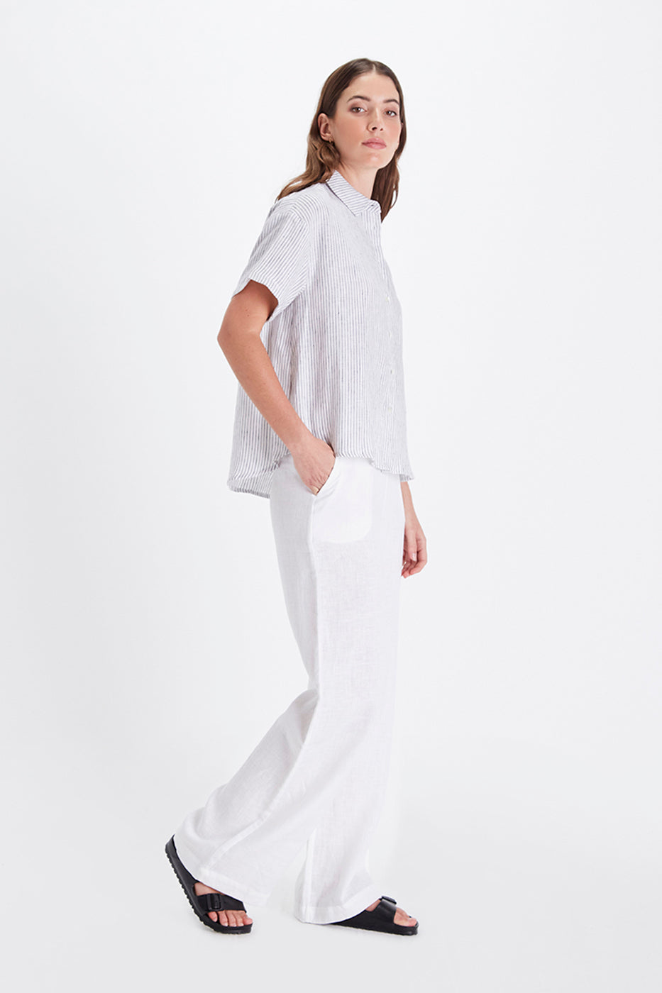 Eileen Shirt - Stripe Linen-Neu Nomads