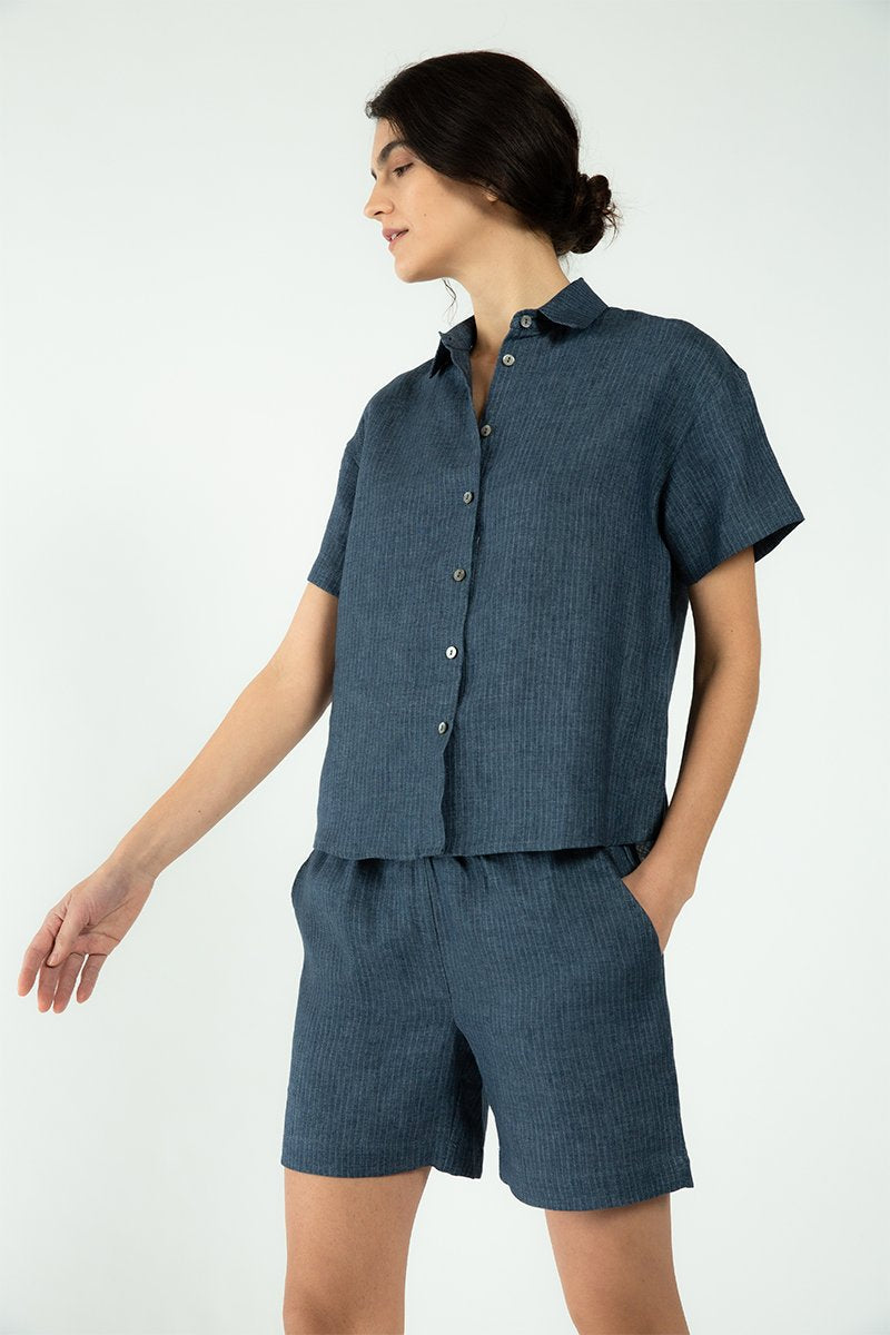 Eileen Shirt - Stripe Linen-Neu Nomads
