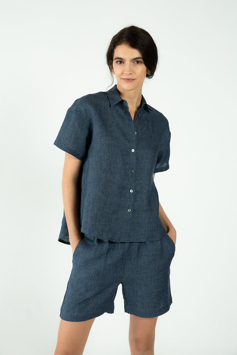 Eileen Shirt - Stripe Linen-Neu Nomads