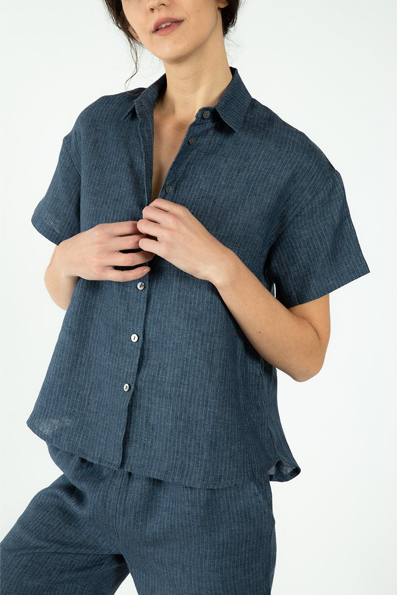 Eileen Shirt - Stripe Linen-Neu Nomads